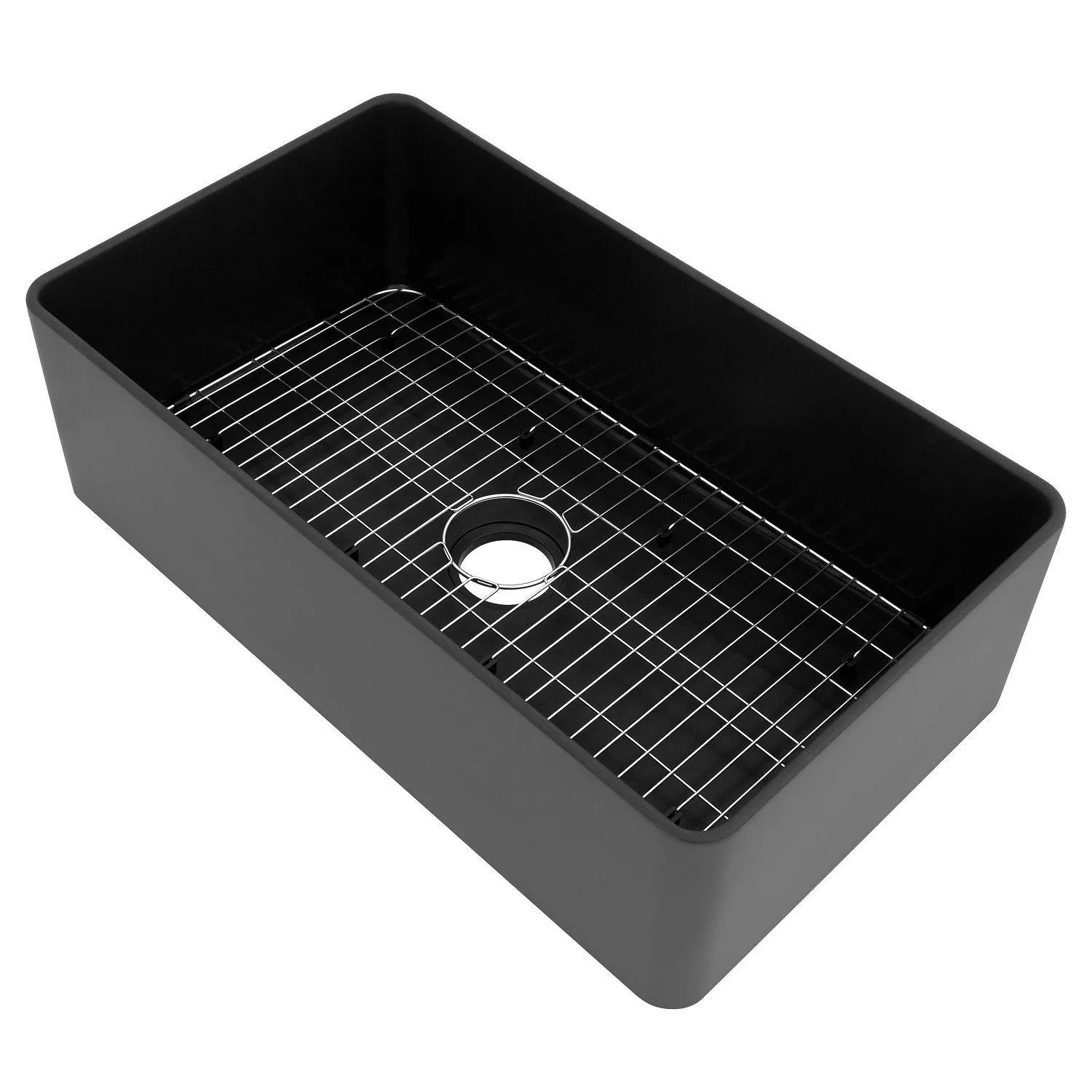 ZLINE 33" Siena Farmhouse Single Bowl Apron Mount Quartz Sink in Matte Black (SK-QAS-MB-33)